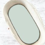 Cearceaf cu elastic, Qmini, Jersey, pentru landou, cărucior și coșulet, 80x35 cm, Mentă