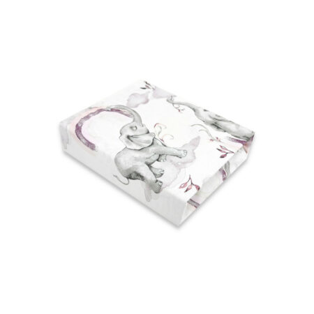Cearceaf cu elastic, Qmini,120 X 60 cm, Elephants on Rainbow Roz