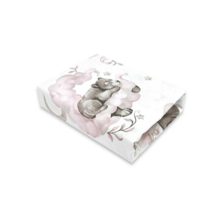 Cearceaf cu elastic, Qmini,120 X 60 cm, Teddy Bear and Friends Roz