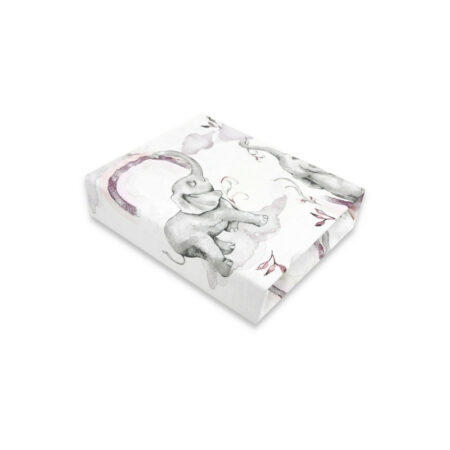 Cearceaf cu elastic, Qmini, 140 X 70 cm, Elephants on Rainbow Roz