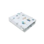 Cearceaf cu elastic, Qmini, 85 x 46 cm, Fox and Rabbit, Albastru