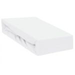 Cearceaf cu elastic, Qmini, Impermeabil, 120x60 cm, Jerseu, Alb