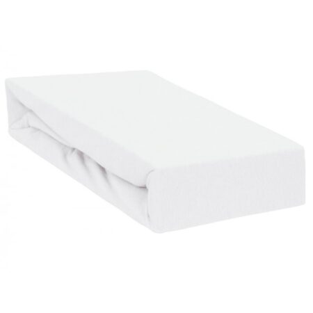 Cearceaf cu elastic, Qmini, Impermeabil, 120x60 cm, Jerseu, Alb