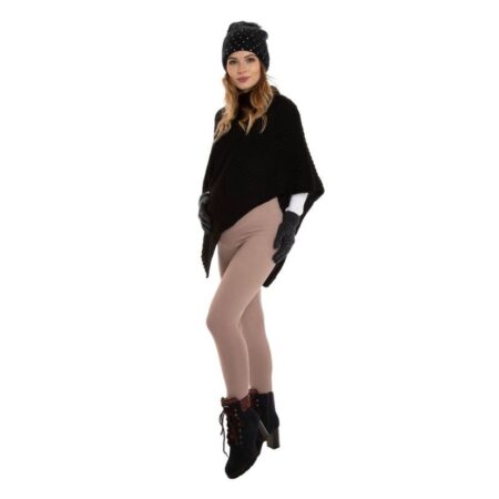 Colanti gravide, pentru perioada rece, cu talie speciala, din bumbac si spandex, Qmini, Bej