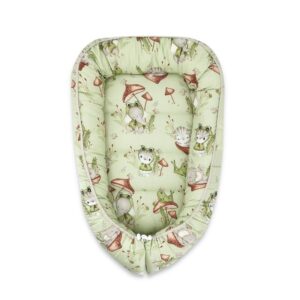 Babynest Coșuleț bebeluș, 55x75 cm, Bumbac, Qmini, Baby Cocoon, Frogs