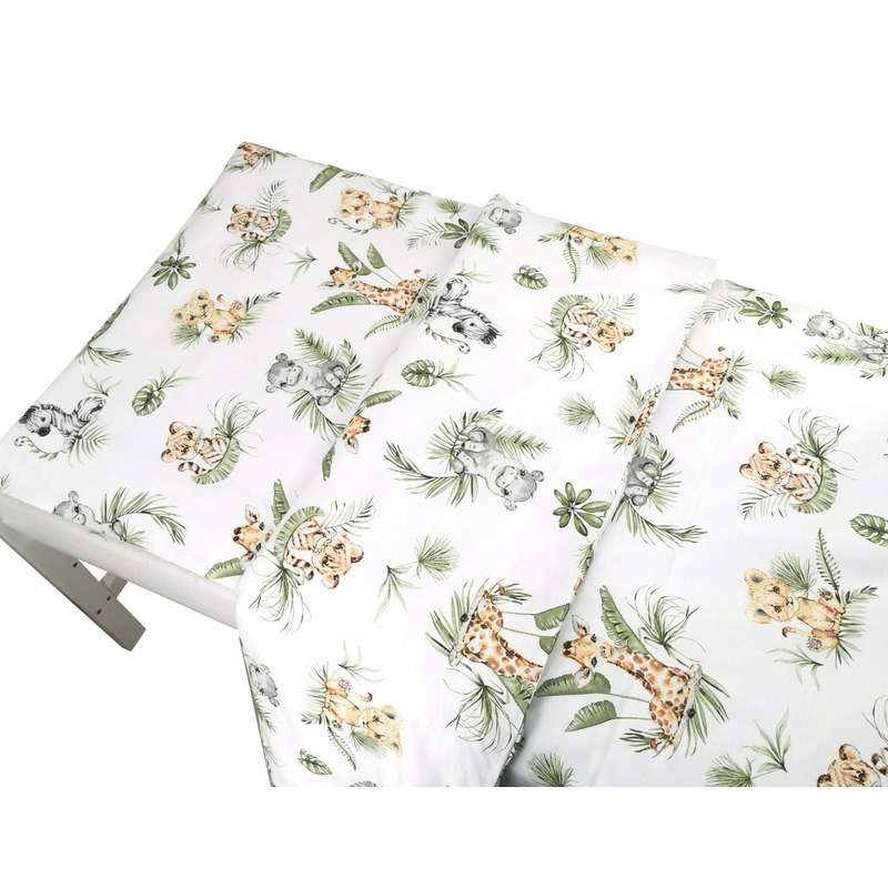 Lenjerie pătuț junior cu 2 piese, pentru pat 140 x 200 cm, Qmini, Safari - Image 3