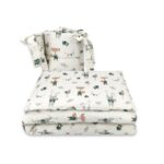 Lenjerie pătuț cu 3 piese pentru pat 140x70 cm, cu protecție laterală, Qmini, Fox and Rabbit, Beige