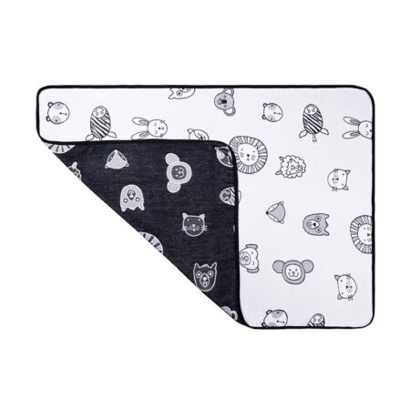 Păturică pufoasă pentru bebeluși și copii, 75 x 100 cm, Din bambus, Qmini, Mini Zoo, Black and white