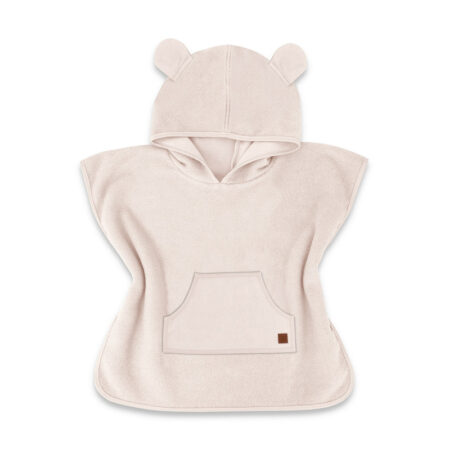 Poncho baie cu glugă și buzunar, Qmini, 1 - 4 ani, Beige Pink