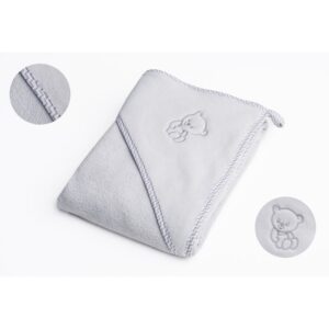 Prosop cu glugă din bumbac, 80x80 cm, Qmini, Grey