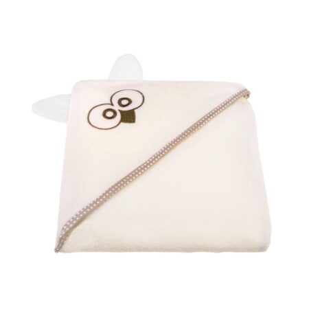 Prosop cu glugă din bumbac, 80x80 cm, Qmini, Ecru Qwl