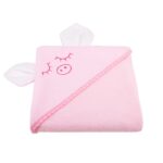 Prosop cu glugă din bumbac, 80x80 cm, Qmini, Pink Piggy
