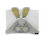 Prosop cu glugă din bambus, 85x85 cm, Qmini, Rabbit Yellow