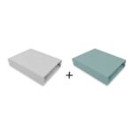 Set 2 cearceafuri cu elastic, Qmini, 90 x 40 cm, Gri și Mentă