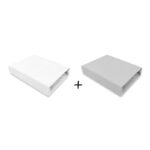 Set 2 cearceafuri cu elastic, Qmini, 90 x 50 cm, Alb și Gri