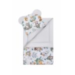 Set păturică și pernă, pentru pătuț, cărucior și coșulet, Bumbac, Qmini, Forest Animals