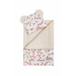 Set păturică și pernă, pentru pătuț, cărucior și coșulet, Bumbac, Qmini, Rabbit Beige