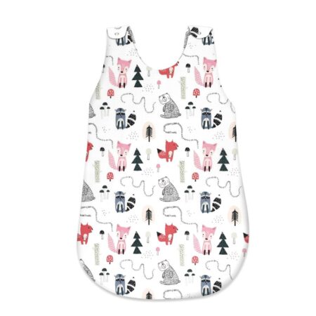 Sac de dormit de iarnă din bumbac cu fermoar lateral, 70 cm, 0 - 6 luni, MimiNu, Design, Fox