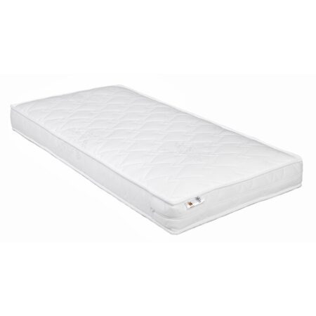 Saltea pentru pătuț din fibre de in, nucă de cocos și fibre hollow, husă din bambus, 120x60x9 cm, YappyKids, YappyHollo, Alb