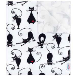 Scutec impermeabil, refolosibil, din flanel, 57x47 cm, White with Black Cat