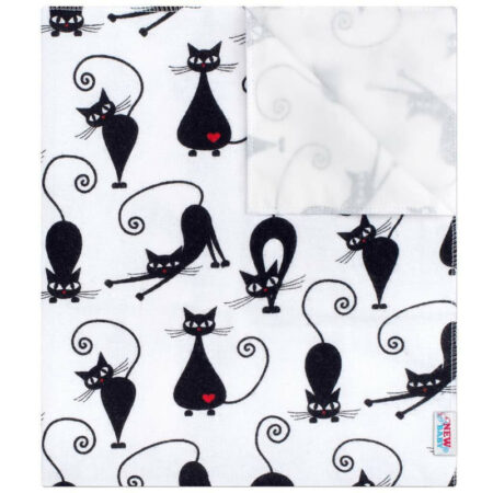 Scutec impermeabil, refolosibil, din flanel, 57x47 cm, White with Black Cat