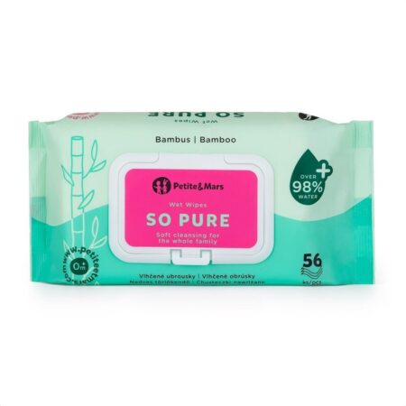 Servetele umede bebelusi, multifunctionale, din bambus, fara parfum, 0 luni+, Petite&Mars, Alb