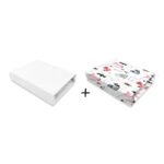 Set 2 cearceafuri cu elastic, MimiNu, 90 x 50 cm, Alb și Vulpe