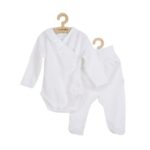 Set bebeluși 2 piese cu body și pantalonași cu botoșei și volănașe, 68 cm, din bumbac, New Baby , Stripes White