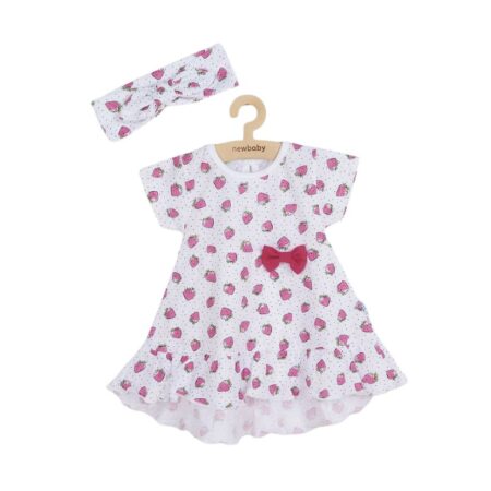 Set fetițe 2 piese, cu rochiță și bentiță, 86 cm, din bumbac, New Baby, Strawberry