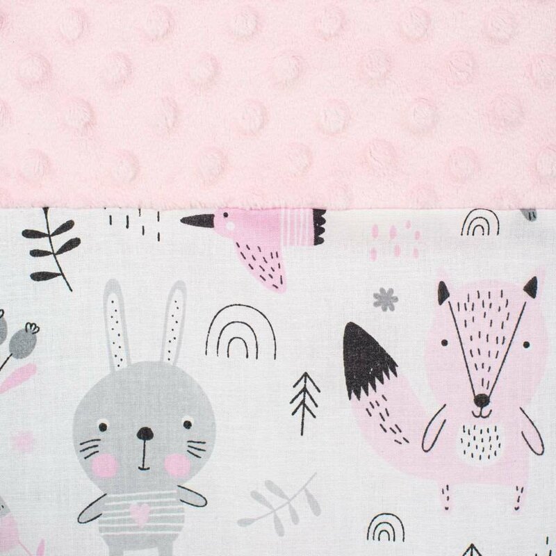 Set 3 piese, New Baby, Luxury, Baby Nest cu doua fete, Cu paturica si pernuta in forma de inima, Minky Bears Pink - Image 5