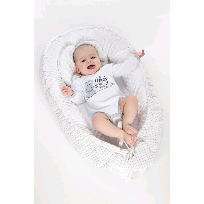 Set 3 piese, New Baby, Luxury, Baby Nest cu doua fete, Cu paturica si pernuta in forma de inima, Minky Bears Pink - Image 8