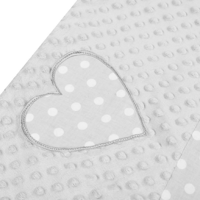 Set baby nest 3 piese, cu păturică și pernă, New Baby, Luxury, Minky Heart Grey - Image 4