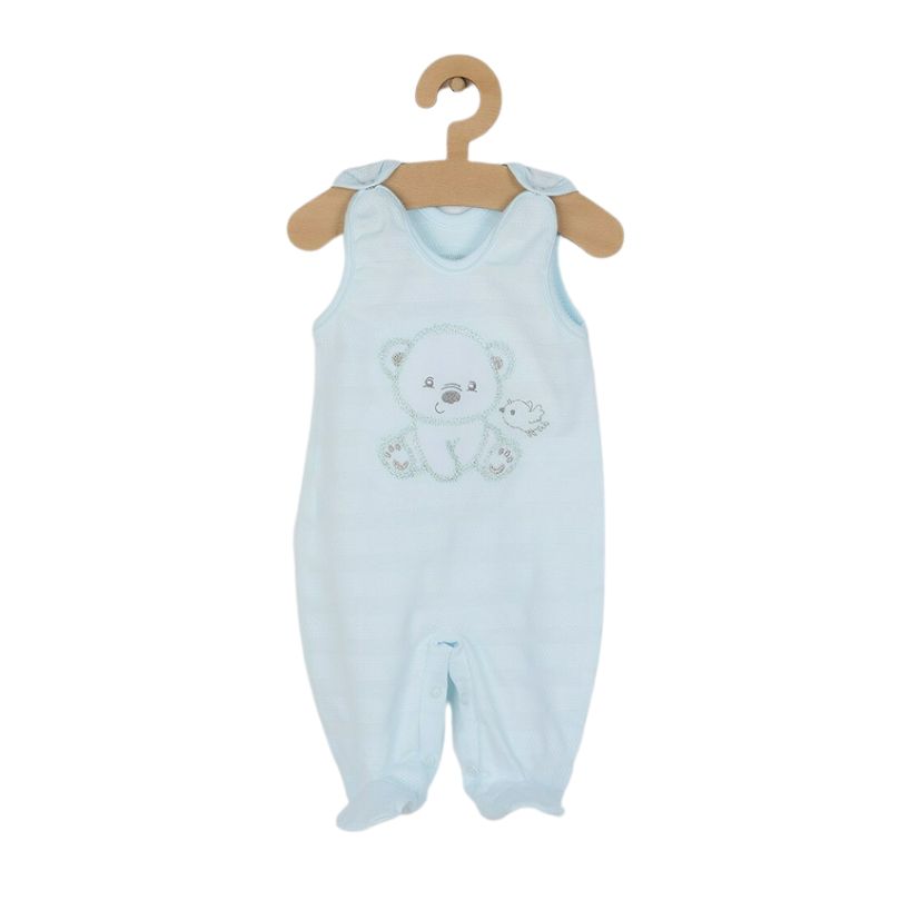 Set bebeluși 4 piese cu salopetă, bluză, body și căciuliță, 56 cm, din bumbac, New Baby, Sweet Bear Blue - Image 5