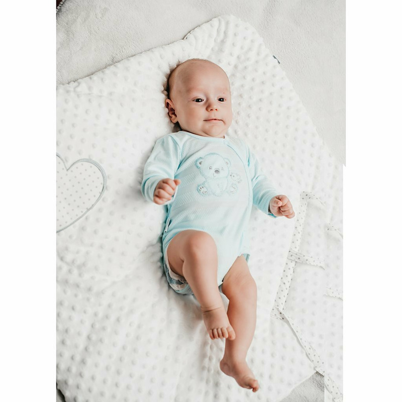 Set bebeluși 4 piese cu salopetă, bluză, body și căciuliță, 56 cm, din bumbac, New Baby, Sweet Bear Blue - Image 3