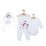 Set bebeluși 4 piese cu salopetă, body, căciuliță și mănuși, 56 cm, din bumbac, New Baby, Foxy
