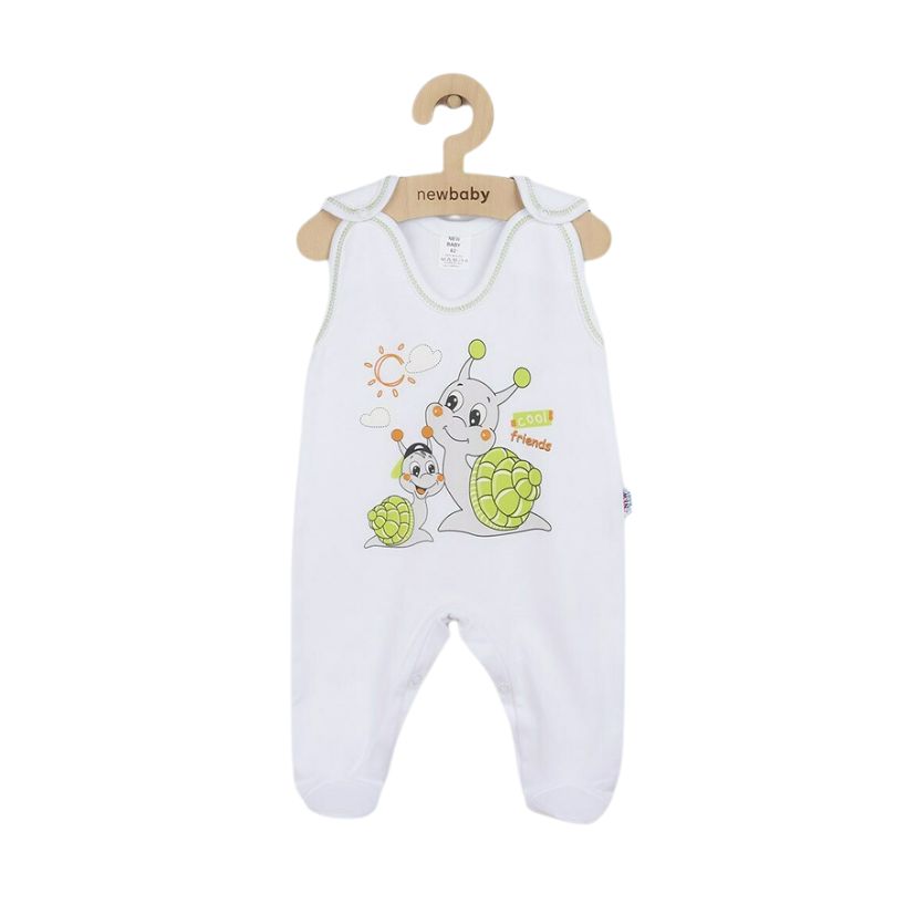 Set bebeluși 4 piese cu salopetă, body, căciuliță și mănuși, 56 cm, din bumbac, New Baby, Snail - Image 2