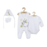 Set bebeluși 4 piese cu salopetă, body, căciuliță și mănuși, 56 cm, din bumbac, New Baby, Snail
