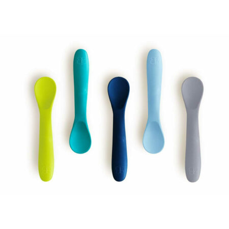 Set lingurite 5 piese, din silicon, anti-bacteriene și non-alergice, BBluv, Blue