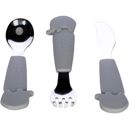 Set de 3 tacâmuri, FreeON, fără BPA, +6 luni, Elephant Gri