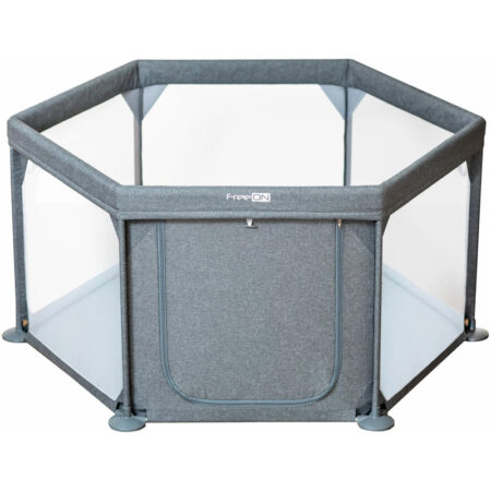 Țarc de joacă bebeluși hexagonal,117 x 67 x 67 cm, FreeON, Gri