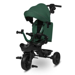 Tricicletă copii pliabil cu scaun reversibil, rotire 360 grade, suport de picioare, control al direcției, Kori, Lionelo, Kori, Verde