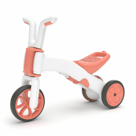 Tricicletă 2 în 1, transformabilă în bicicletă fără pedale, șa reglabilă, compartiment în șa, Chillafish, Bunzi Matte, Flamingo