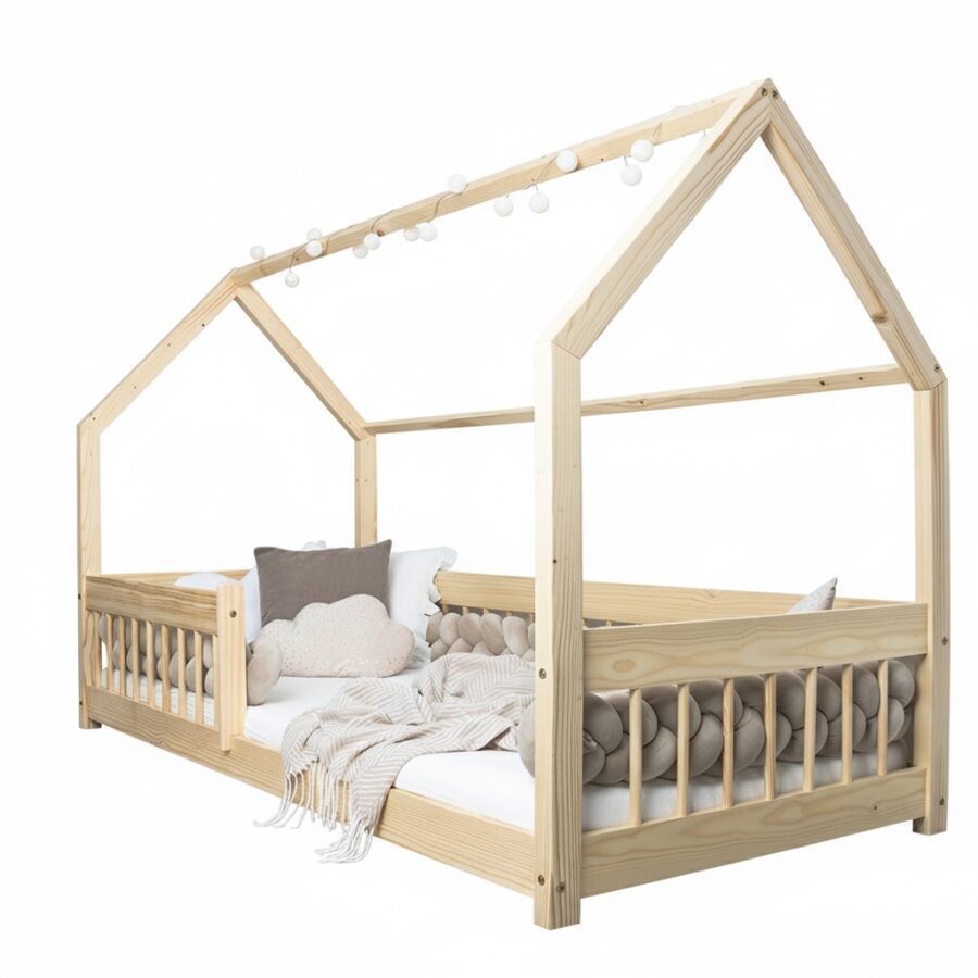 Pat copii montessori tip căsuță, MiniMini, Angel Nest - Image 11