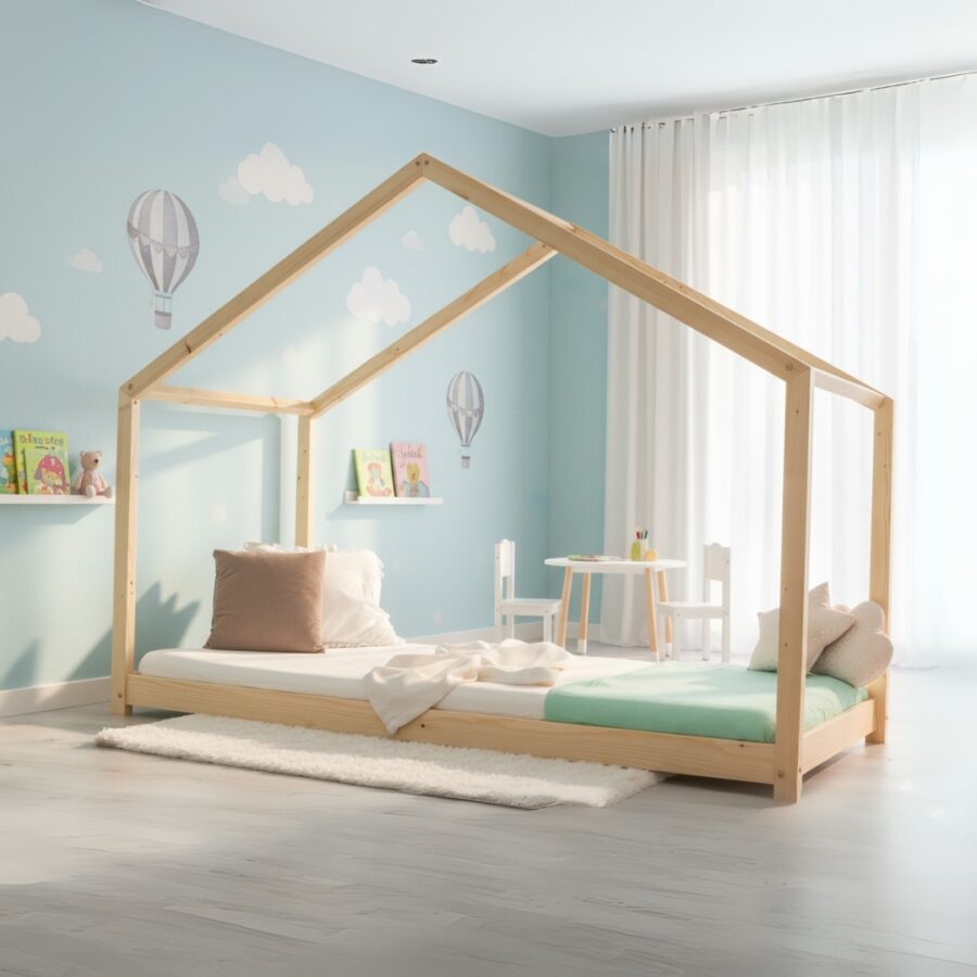 Pat copii Montessori tip casuță, MiniMini, Cozi Cottage - Image 9